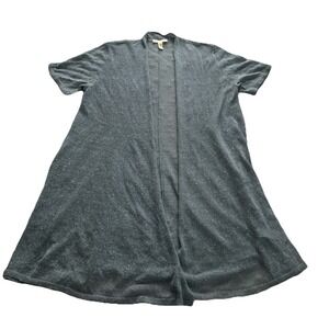 Eileen Fisher Organic Linen Cardigan Small Open Front Lightweight Blue